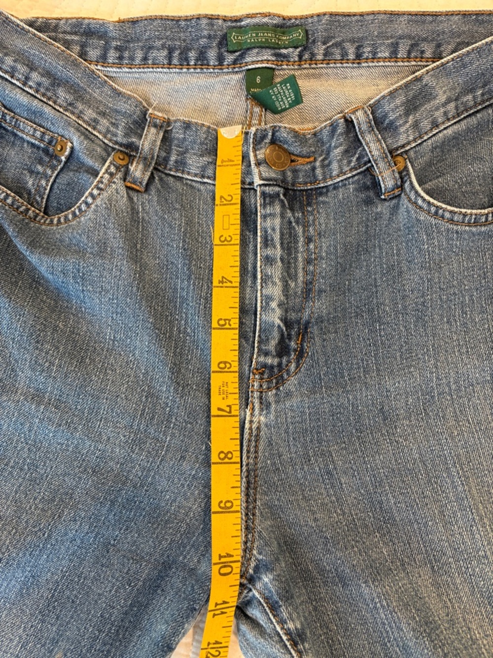 Vintage Lauren Ralph Lauren Women's Straight Leg Jeans in Medium Blue - Picture 8 of 8